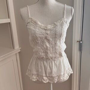 Forever 21 White Embroidered Top